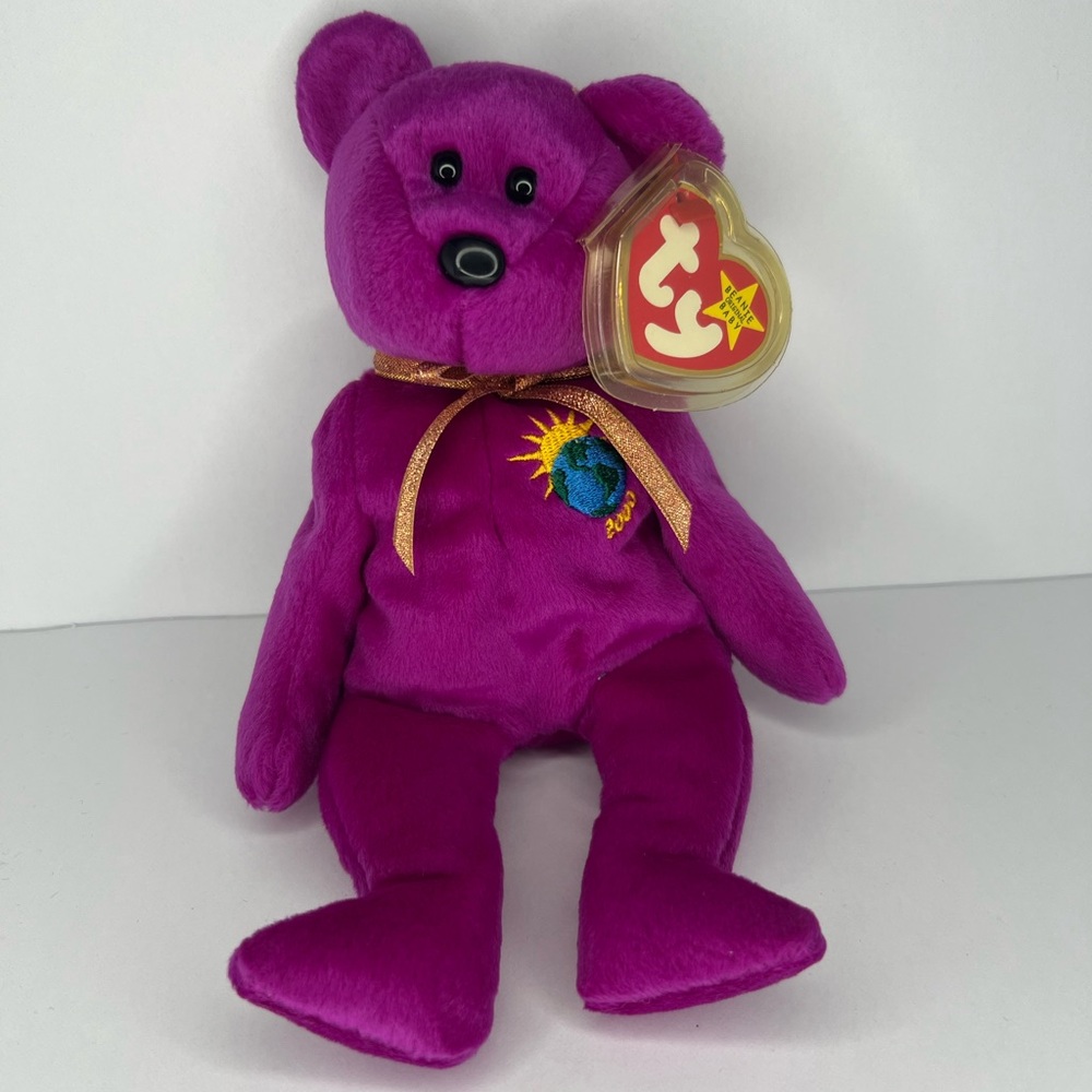 Ty Beanie Babies Millennium Bear Plush Toy - Purple